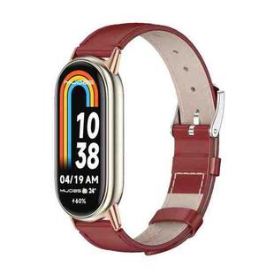 For Xiaomi Mi Band 8 Mijobs Genuine Leather Watch Band(Red Rose Gold)