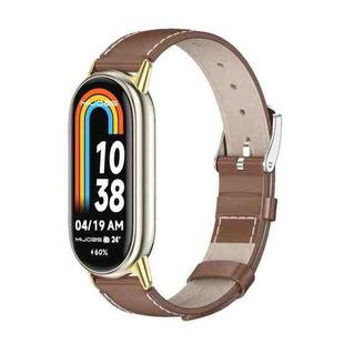 For Xiaomi Mi Band 8 Mijobs Genuine Leather Watch Band(Brown Gold)