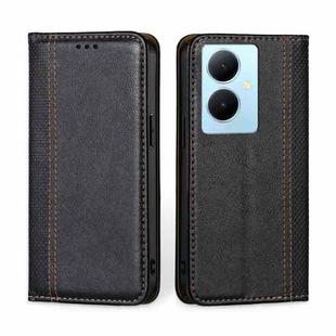 For vivo Y78 Plus 5G Grid Texture Magnetic Flip Leather Phone Case(Black)