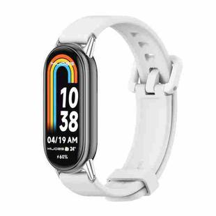 For Xiaomi Mi Band 8 / 9 / 9 NFC Mijobs Silicone Breathable Watch Band(White Silver)