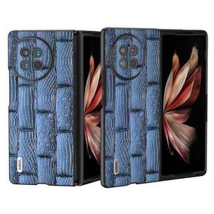 For vivo X Fold2 ABEEL Genuine Leather Mahjong Pattern Black Edge Phone Case(Blue)