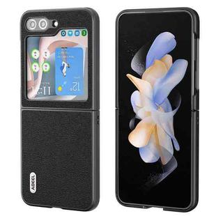 For Samsung Galaxy Z Flip5 ABEEL Genuine Leather Luolai Series Phone Case(Black)