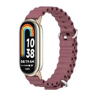 For Xiaomi Mi Band 8 Mijobs Marine Silicone Breathable Watch Band(Wine Red Rose Gold)