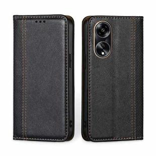 For OPPO A1 5G Grid Texture Magnetic Flip Leather Phone Case(Black)
