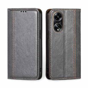 For OPPO A1 5G Grid Texture Magnetic Flip Leather Phone Case(Grey)
