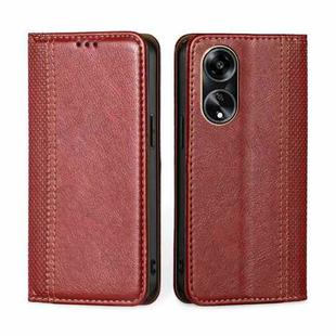 For OPPO A1 5G Grid Texture Magnetic Flip Leather Phone Case(Red)