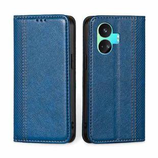 For Realme GT Neo5 SE Grid Texture Magnetic Flip Leather Phone Case(Blue)