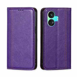 For Realme GT Neo5 SE Grid Texture Magnetic Flip Leather Phone Case(Purple)