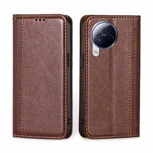 For Xiaomi Civi 3 5G Grid Texture Magnetic Flip Leather Phone Case(Brown)