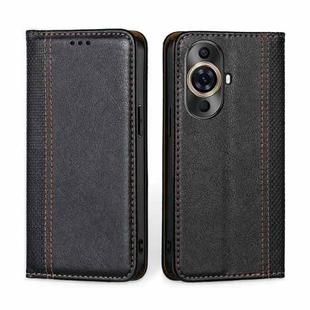 For Huawei nova 11 Pro 4G / 11 Ultra 4G Grid Texture Magnetic Flip Leather Phone Case(Black)