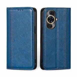 For Huawei nova 11 Pro 4G / 11 Ultra 4G Grid Texture Magnetic Flip Leather Phone Case(Blue)