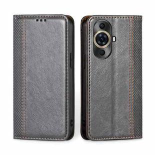 For Huawei nova 11 Pro 4G / 11 Ultra 4G Grid Texture Magnetic Flip Leather Phone Case(Grey)