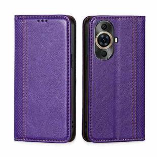 For Huawei nova 11 Pro 4G / 11 Ultra 4G Grid Texture Magnetic Flip Leather Phone Case(Purple)