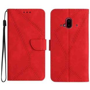 For Fujitsu Arrows F-52B Stitching Embossed Leather Phone Case(Red)