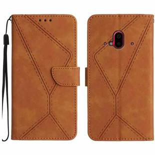 For Fujitsu Arrows F-52B Stitching Embossed Leather Phone Case(Brown)