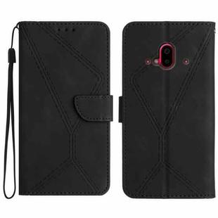 For Fujitsu Arrows F-52B Stitching Embossed Leather Phone Case(Black)