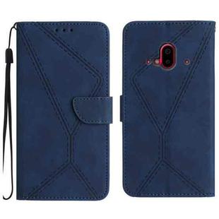 For Fujitsu Arrows F-52B Stitching Embossed Leather Phone Case(Blue)