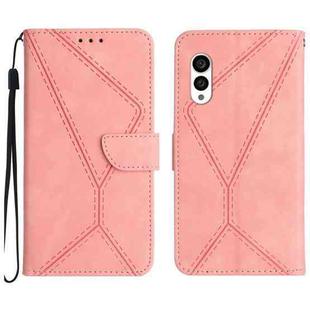 For Fujitsu Arrows N F-51C Stitching Embossed Leather Phone Case(Pink)