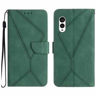 For Fujitsu Arrows N F-51C Stitching Embossed Leather Phone Case(Green)