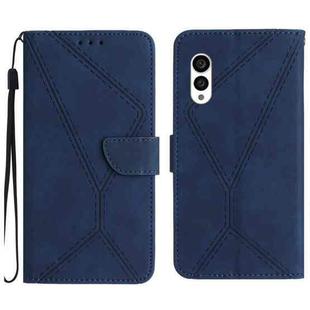 For Fujitsu Arrows N F-51C Stitching Embossed Leather Phone Case(Blue)