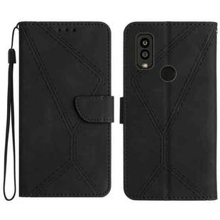 For Kyocera Android One S10 Stitching Embossed Leather Phone Case(Black)