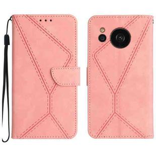 For Sharp Aquos Sense 7 Stitching Embossed Leather Phone Case(Pink)