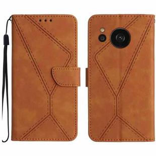 For Sharp Aquos Sense 7 Stitching Embossed Leather Phone Case(Brown)