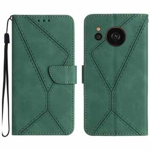 For Sharp Aquos Sense 7 Stitching Embossed Leather Phone Case(Green)