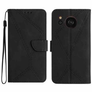 For Sharp Aquos Sense 7 Stitching Embossed Leather Phone Case(Black)