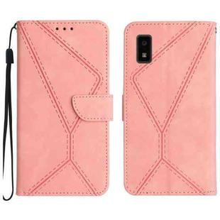 For Sharp Aquos Wish SHG06 Stitching Embossed Leather Phone Case(Pink)
