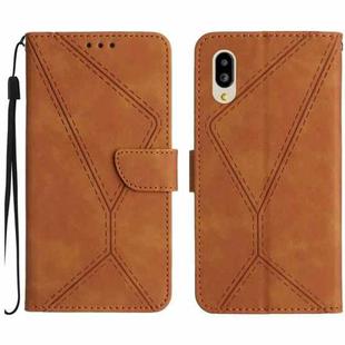 For Sharp Simple Sumaho 6 Stitching Embossed Leather Phone Case(Brown)