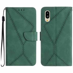 For Sharp Simple Sumaho 6 Stitching Embossed Leather Phone Case(Green)