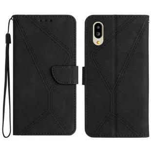 For Sharp Simple Sumaho 6 Stitching Embossed Leather Phone Case(Black)