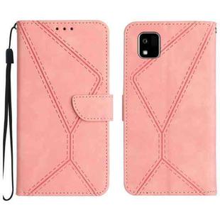 For Kyocera Kantan Sumaho3 Stitching Embossed Leather Phone Case(Pink)