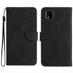 For Kyocera Kantan Sumaho3 Stitching Embossed Leather Phone Case(Black)