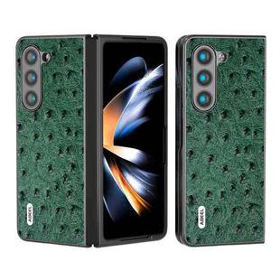 For Samsung Galaxy Z Fold5 ABEEL Genuine Leather Ostrich Texture Phone Case(Green)