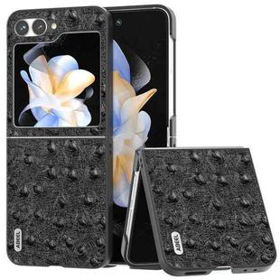 For Samsung Galaxy Z Flip6 ABEEL Genuine Leather Ostrich Texture Phone Case(Black)