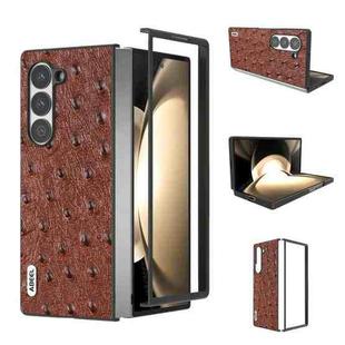 For Samsung Galaxy Z Fold6 ABEEL Genuine Leather Ostrich Texture Phone Case(Coffee)