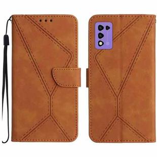 For ZTE Libero 5G III Stitching Embossed Leather Phone Case(Brown)