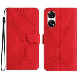 For ZTE Anshin Family A303ZT Stitching Embossed Leather Phone Case(Red)