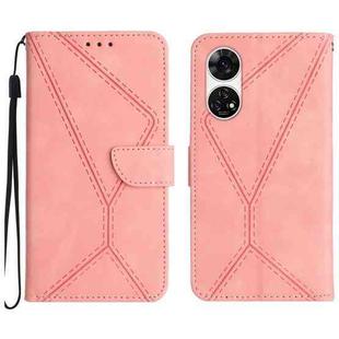 For ZTE Anshin Family A303ZT Stitching Embossed Leather Phone Case(Pink)