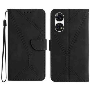 For ZTE Anshin Family A303ZT Stitching Embossed Leather Phone Case(Black)