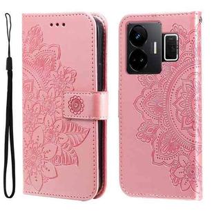 For Realme GT Neo 5 5G / GT3 7-petal Flowers Embossing Leather Phone Case(Rose Gold)