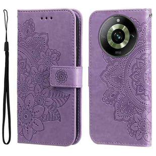 For Realme 11 7-petal Flowers Embossing Leather Phone Case(Light Purple)