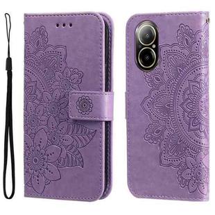 For Realme C67 4G Global Seven-petal Flowers Embossing Leather Phone Case(Light Purple)