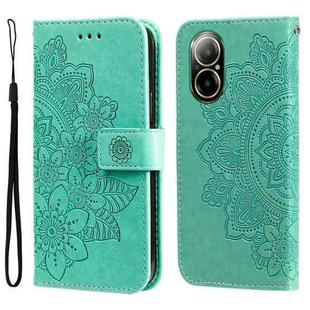 For Realme C67 4G Global Seven-petal Flowers Embossing Leather Phone Case(Green)