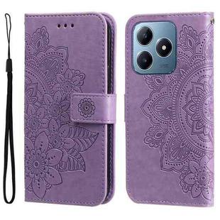 For Realme C63 / C61  / Note 60 Seven-petal Flowers Embossing Leather Phone Case(Light Purple)