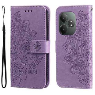 For Realme GT 6 / GT Neo6 SE Seven-petal Flowers Embossing Leather Phone Case(Light Purple)