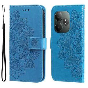 For Realme GT 6 / GT Neo6 SE Seven-petal Flowers Embossing Leather Phone Case(Blue)