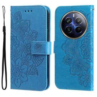 For Realme 13 Pro / 13 Pro+ / P1 Pro Global Seven-petal Flowers Embossing Leather Phone Case(Blue)